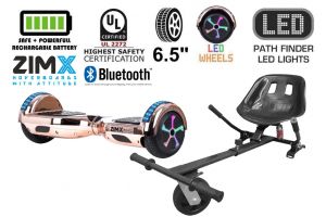 Rose Gold Chrome Bluetooth Hoverboard Segway with LED Wheels UL2272 Certified + HK5 Black