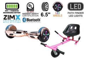 Rose Gold Chrome Bluetooth Hoverboard Segway with LED Wheels UL2272 Certified + HK5 Pink