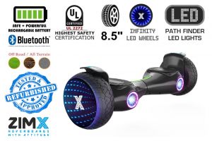 Refurbished - ZIMX G2 JET - BLACK All Terrain Hoverboard, 8.5 inch Off Road Bluetooth Hoverboard with Infinity LED Wheels