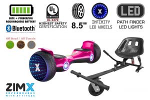 ZIMX G2 JET - PINK All Terrain Hoverboard, 8.5 inch Off Road Bluetooth Hoverboard with Infinity LED Wheels, UL2272 Certified + HK5 Black